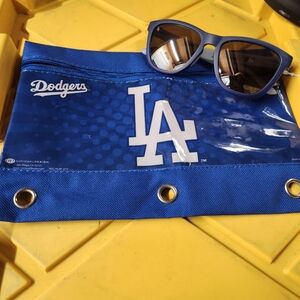 LA Dodgers MLB Knockaround Blue/Silver Mirror Sunglasses